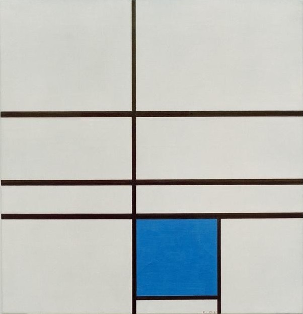 Piet Mondrian, Komposition mit Blau (Geometrie,Abstrakte Kunst,Niederländische Kunst,Blau,De Stijl,Viereck,Parallelismus,Neo-Plastizismus)
