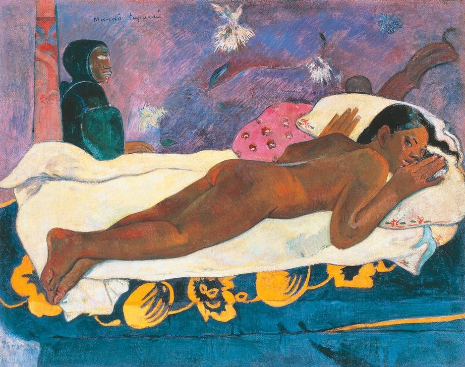 Paul Gauguin, The spirit of the dead watching (Manao Tupapau) (Bett,Tod,Tag,Postimpressionismus,Horizontale)