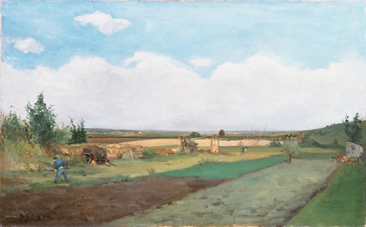 Paul Gauguin, Landschaft (Wolke,Tag,Feld,Idylle,Postimpressionismus,Horizontale,Landwirtschaft)
