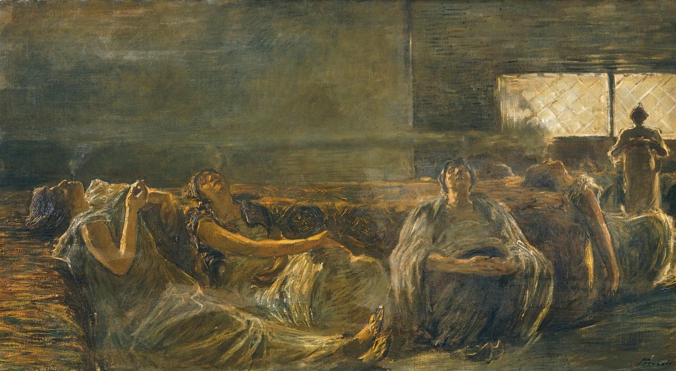 Gaetano Previati, The Opium Smokers (Opium, Rauchen, Frauen, Harem, Symbolismus, Malerei, Klassische Moderne, Wunschgröße, Wohnzimmer,)