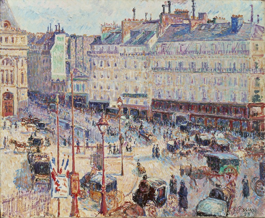 Camille Pissarro, Place du Havre, Paris (Architektur,Geschichte,Impressionismus,Tag,Gedränge,Stadtleben,Horizontale,Fuhrwerk)