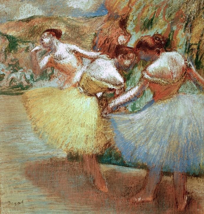 Edgar Degas, Drei Tänzerinnen (Ballett,Musik,Tänzerin,Tanz,Theater,Impressionismus,Französische Kunst,Pas De Trois,Ballerina)