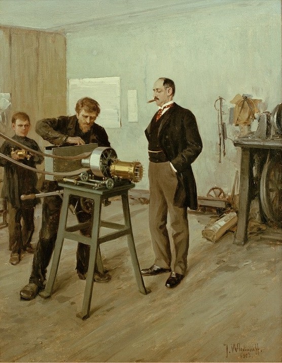  Iwan Alexejewitsch Wladimiroff, Werkstückkontrolle (Arbeiter,Arbeit,Gesellschaft,Unternehmer,Zigarre,Russische Kunst,Kontrolle,Hände In Den Hosentaschen,Angeber,Jahrhundertwende,Statussymbol)