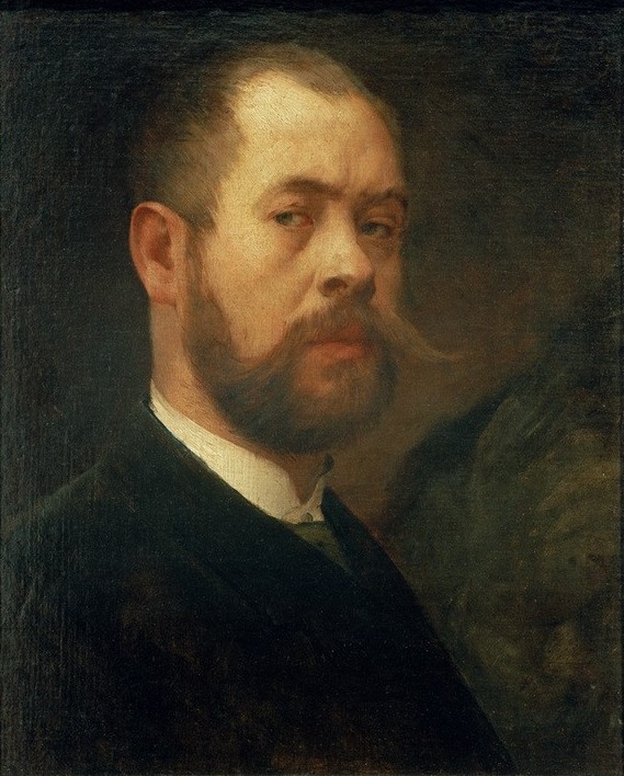 Lovis Corinth, Selbstporträt (Deutsche Kunst,Grafiker,Maler (Künstler),Bart,Selbstbildnis,Realismus,Portrait,Kopf,Selbstbewusstsein,Person)