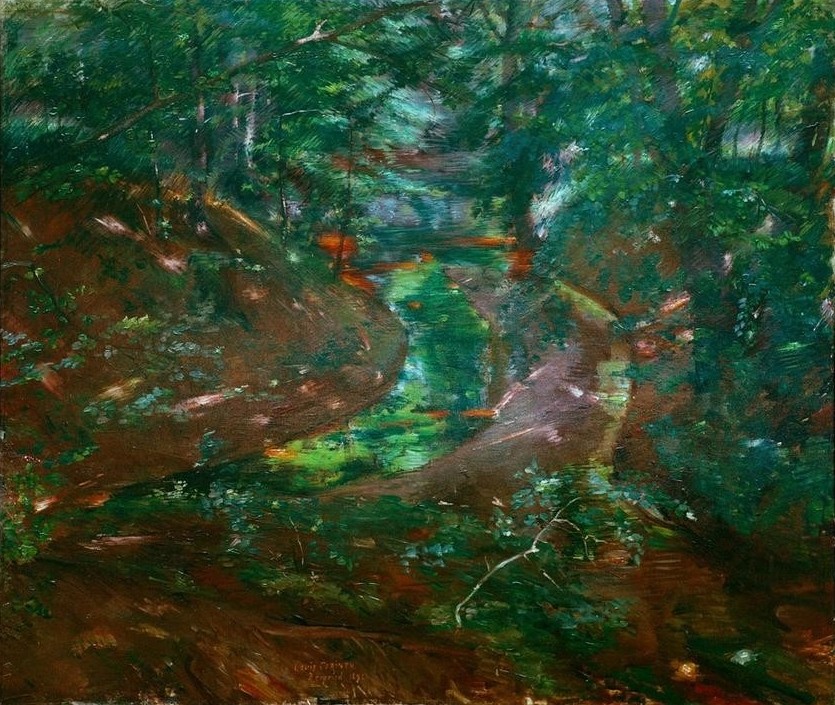 Lovis Corinth, Waldinneres bei Bernried (Deutsche Kunst,Landschaft,Wald,Laubwald,Impressionismus,Bach)