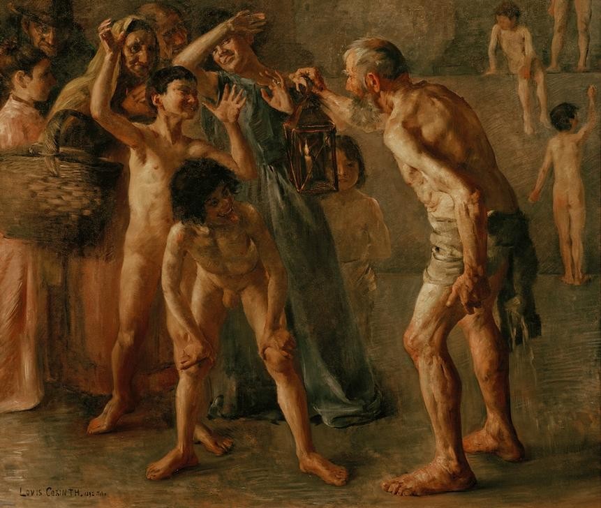 Lovis Corinth, Diogenes (Deutsche Kunst,Laterne,Philosoph,Szene,Impressionismus,Spott,Philosophie,Licht,Auslachen,Beleuchtung,Person)