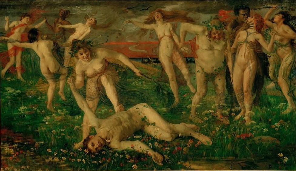 Lovis Corinth, Bacchanale (Alkohol,Deutsche Kunst,Essen Und Trinken,Mythologie,Tanz,Akt,Alkoholismus,Bacchant,Betrunken,Thiasos,Bacchanal,Bacchantin,Ausgelassenheit,Griechisch-Römische Mythologie)