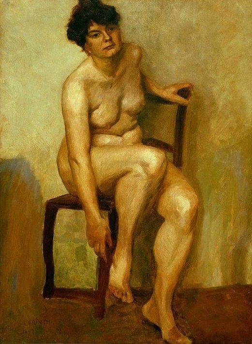 Lovis Corinth, Frauenakt (Deutsche Kunst,Frau,Impressionismus,Akt,Stuhl,Sitzen,Ganzfigurig)