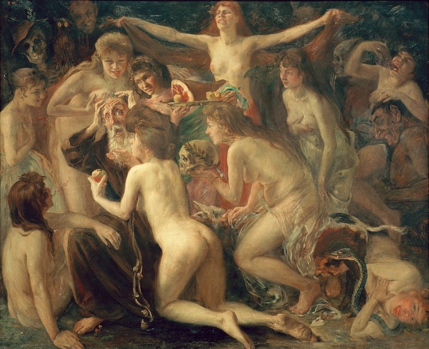 Lovis Corinth, Versuchung des heiligen Antonius (Christentum,Deutsche Kunst,Erotik,Frau,Heilige,Religion,Impressionismus,Akt,Verführung,Eremit,Heiligenlegende,Versuchung,Johannistrieb,Sexualität,Zölibat)