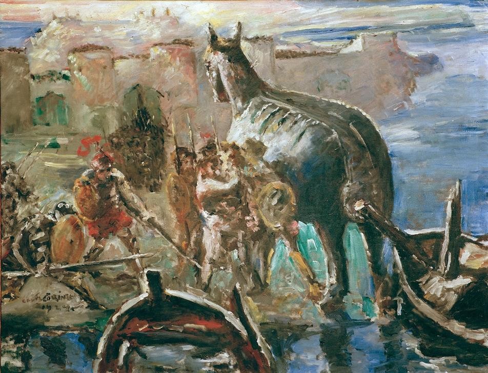 Lovis Corinth, Das Trojanische Pferd (Entartete Kunst,Deutsche Kunst,Krieg,Kunstausstellung,Kunst,Mythologie,Nationalsozialismus,Impressionismus,Trojanischer Krieg,Trojanisches Pferd,Kriegslist,Griechisch-Römische Mythologie)