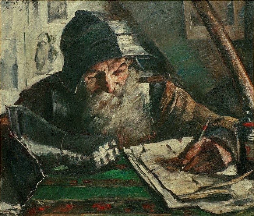 Lovis Corinth, Götz von Berlichingen (Deutsche Kunst,Mann,Reichsritter,Ritter,Schreiber,Impressionismus,Portrait,Schreiben,Linkshänder,Person)