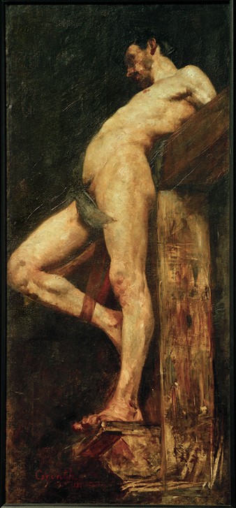 Lovis Corinth, Schächer am Kreuz (Deutsche Kunst,Hinrichtung,Mann,Akt,Realismus,Kreuzigung,Aktstudie,Schacher,Schächer)