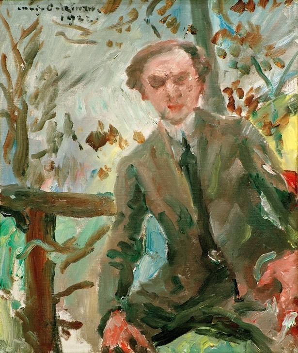 Lovis Corinth, Porträt des Malers Leo Michelson (Deutsche Kunst,Künstler,Maler (Künstler),Mann,Impressionismus,Portrait,Sitzen,Kniestück,Person)