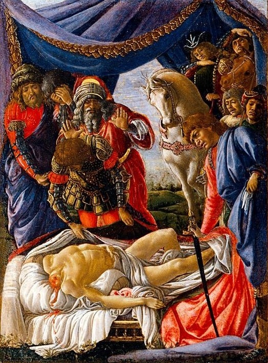 Sandro Botticelli, Auffindung des toten Holofernes (Judith, Leiche, kopflos, Feldherr, General, Frührenaissance, Altes Testament, Christentum, religiös, Wunschgröße, Malerei, Klassiker, Wohnzimmer, bunt)