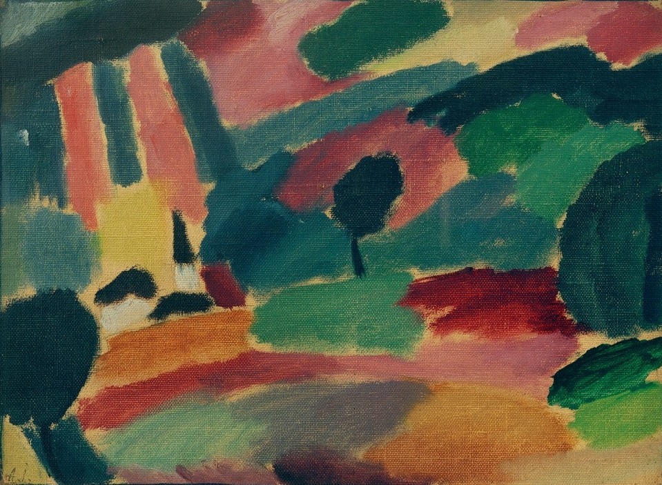 Alexej von Jawlensky, Gewitterlandschaft (Dorf,Gewitter,Kirche,Kunst,Landschaft,Meteorologie,Wetter,Expressionismus,Der Blaue Reiter,Russische Kunst,Schlechtes Wetter)