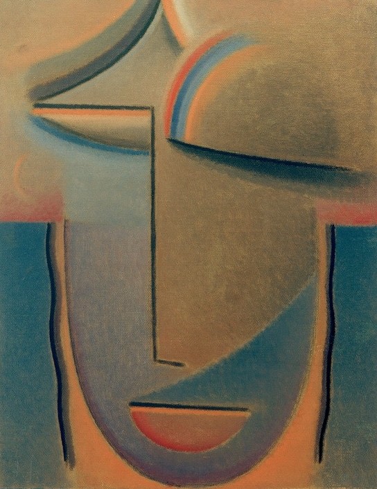 Alexej von Jawlensky, Abstrakter Kopf: Abend (Kunst,Mensch,Tageszeiten,Abend,Portrait,Expressionismus,Der Blaue Reiter,Russische Kunst,Gesicht,Kopf,Abstraktion,Geschlossene Augen)