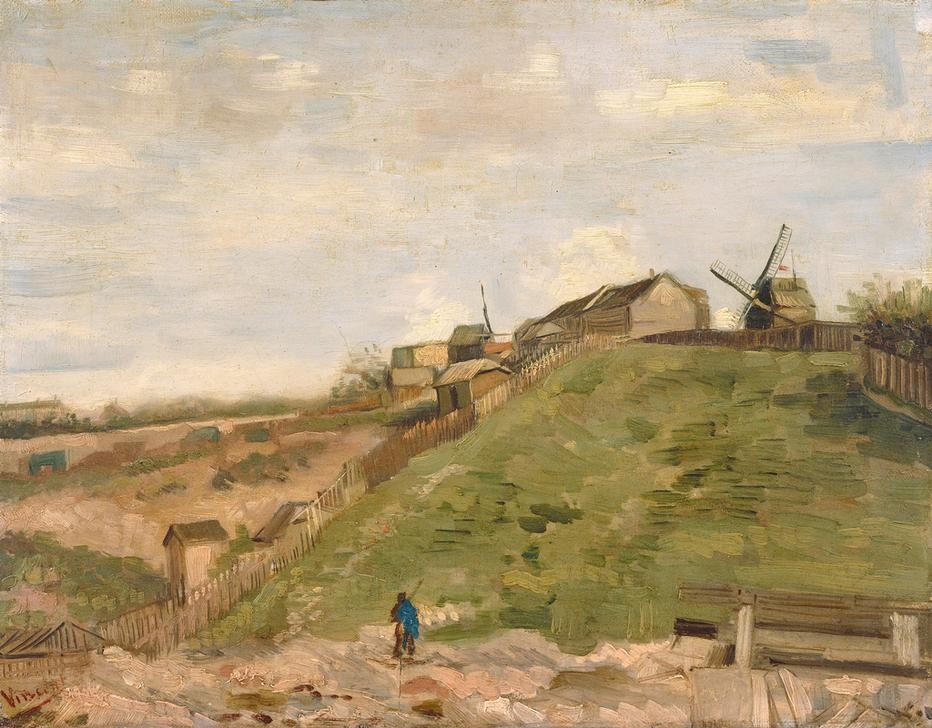 Vincent van Gogh, Der Hügel von Montmartre mit Steinbruch (Geographie,Kunst,Landschaft,Mühle,Windmühle,Steinbruch,Impressionismus,Niederländische Kunst,Hügel,Ansicht,Topographie)