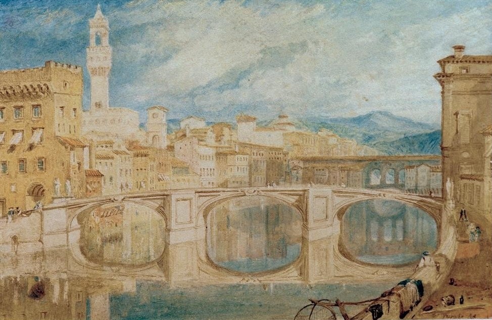 JOSEPH MALLORD WILLIAM TURNER, Florenz vom Ponte alla Carraia aus gesehen (Geographie,Vedute,Architekturdarstellung,Englische Kunst,Romantik,Topographie)