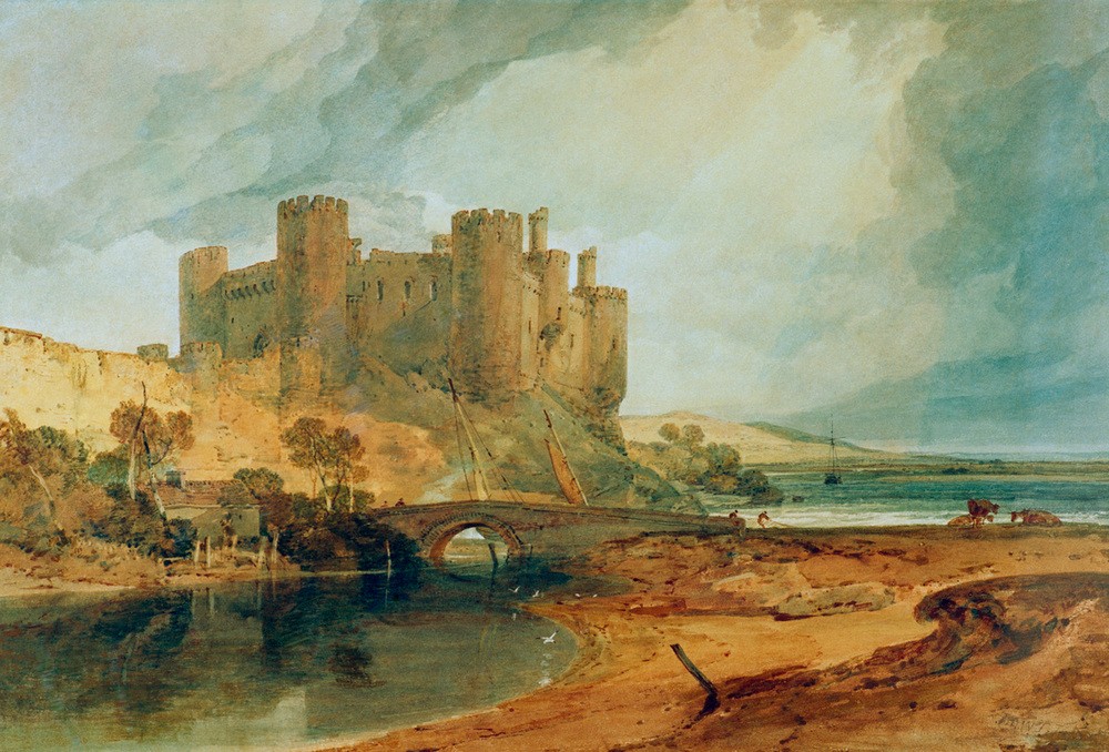 JOSEPH MALLORD WILLIAM TURNER, Conway Castle (Burg (Bauwerk),Geographie,Fluss,Vedute,Englische Kunst,Topographie)