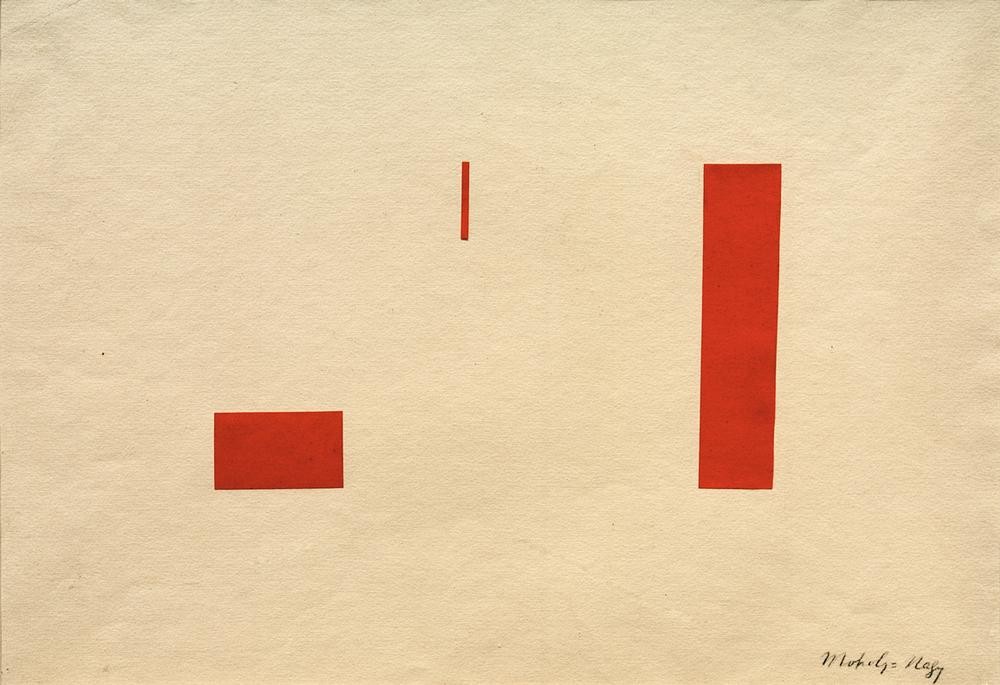 Laszlo Moholy-Nagy, Ohne Titel (Rote Collage / Rotes Klebeild) (Bauhaus,Deutsche Kunst,Geometrie,Kunst,Konstruktivismus,Geometrisch,Abstrakte Kunst,Ungarische Kunst,Rot,Form)