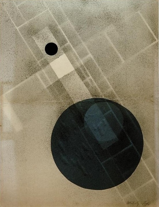 Laszlo Moholy-Nagy, Spray paint with blue disc (Bauhaus,Deutsche Kunst,Geometrie,Kunst,Konstruktivismus,Geometrisch,Abstrakte Kunst,Ungarische Kunst,Kreis,Form)