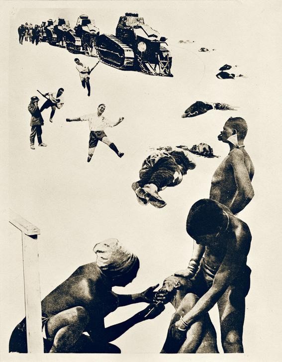 Laszlo Moholy-Nagy, Militarismus (Bauhaus,Deutsche Kunst,Krieg,Kunst,Mensch,Militarismus,Militär,Panzer (Fahrzeug),Politik,Sport,Fotomontage,Konstruktivismus,Ungarische Kunst,Gesellschaftskritik,Privatsammlung)