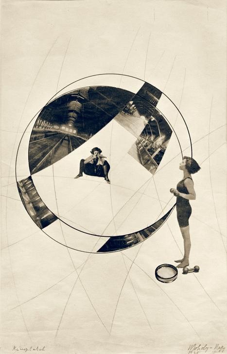 Laszlo Moholy-Nagy, Mord auf den Schienen (Liebe Deinen Nächsten) (Bauhaus,Deutsche Kunst,Erschiessen,Frau,Geometrie,Kunst,Schiessen,Sport,Fotomontage,Konstruktivismus,Mord,Geometrisch,Ungarische Kunst,Kreis,Schienen,Hantel,Abstraktion,Sportlerin,Privatsammlung,Gleis)