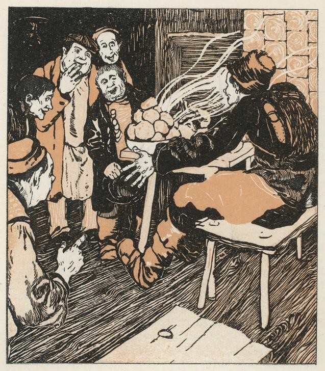 Carl Fahringer, Unbekannt (KINDER- UND JUGENDBUCH, LITERATUR, MÄRCHEN, TISCH, ÖSTERREICHISCHE KUNST, GASTFREUNDSCHAFT, FLEISS, BELOHNUNG, ILLUSTRATION, TISCHLER, BUCHILLUSTRATION, GEDECKTER TISCH, FREIGEBIGKEIT, HANDWERKER, SAMMLUNG AKG-IMAGES, GERLACH & WIEDLING, PERSON)