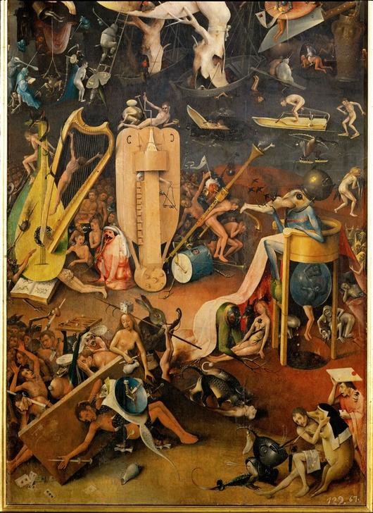 Hieronymus Bosch, Die Hölle (Christentum,Laster,Musik,Religion,Teufel Und Hölle,Instrument,Fabelwesen,Hölle,Phantastische Kunst,Niederländische Kunst,Jenseitsvorstellungen,Ausschnitt)