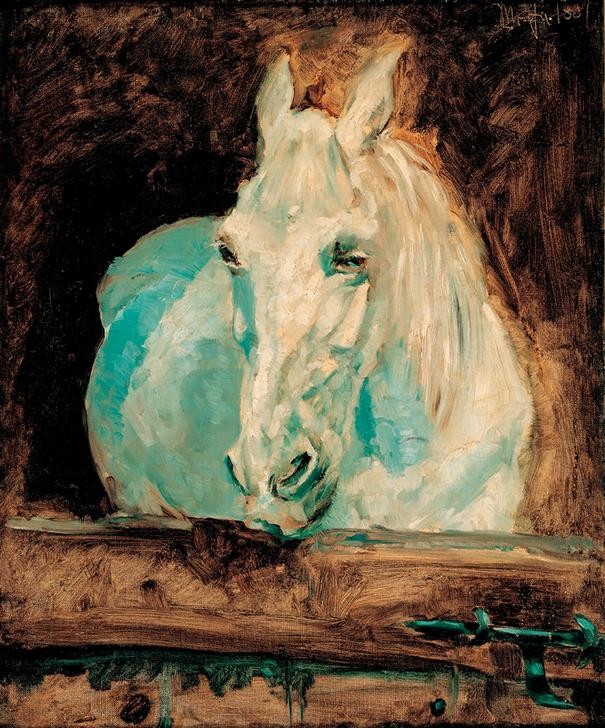 Henri de Toulouse-Lautrec, Le cheval blanc ‘Gazelle' (Kunst,Pferd (Tier),Zoologie,Stall,Französische Kunst,Tier,Schimmel (Pferd))