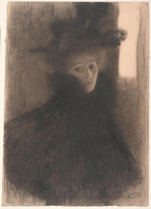 Gustav Klimt, Bildnis einer Dame mit Cape und Hut  (Mensch und Gesellschaft)