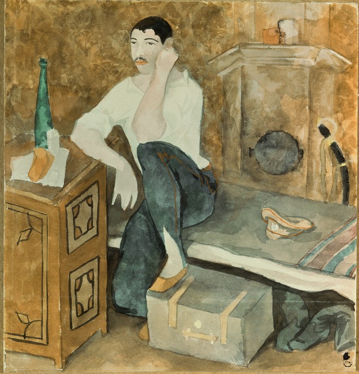 Alexander Wassiljewitsch Schewtschenko, Selbstbildnis (Künstler,Kunst,Maler (Künstler),Mann,Selbstbildnis,Portrait,Russische Kunst,Ukrainische Kunst,Sitzen,Kopf Stützen,Ganzfigurig,Person)