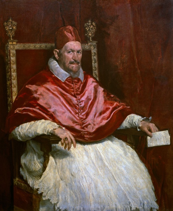 Diego Rodriguez de Silva y Velasquez, Papst Innozenz X. (Geschichte,Katholische Kirche,Mann,Papst,Barock,Portrait,Spanische Kunst,Sitzen,Ornat (Geistlich),Person)