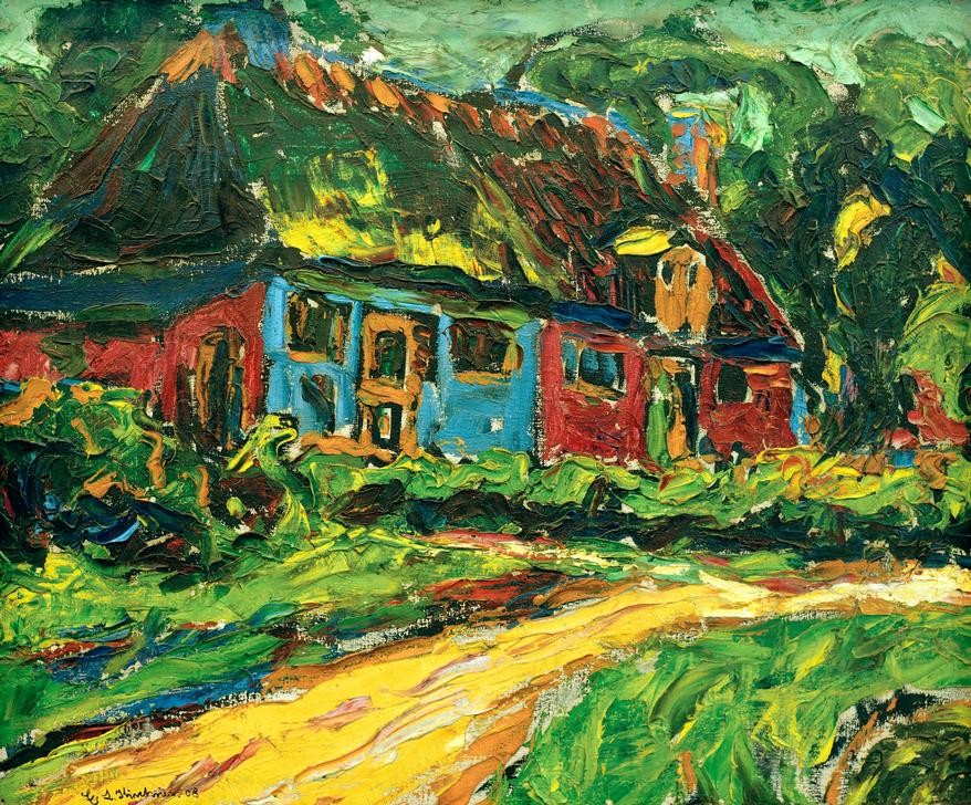 Ernst Ludwig Kirchner, Altes Haus auf Fehmarn (Architektur,Deutsche Kunst,Haus,Landhaus,Wohnhaus (Allgemein),Expressionismus,Architekturdarstellung,Die Brücke,Aussenansicht,Jahrhundertwende)