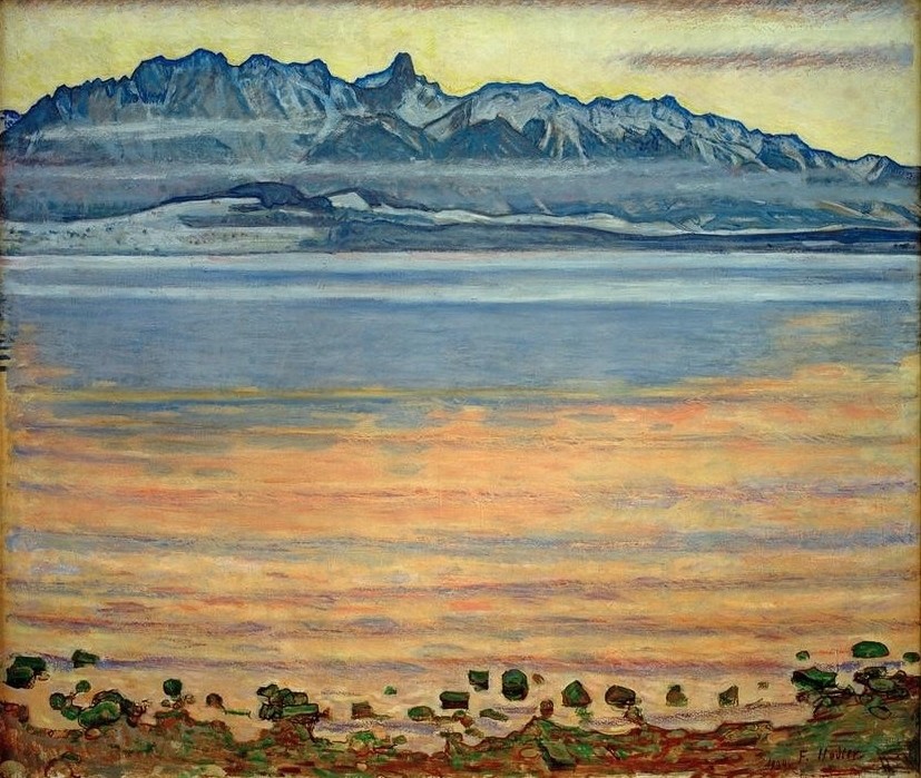 Ferdinand Hodler, Thunersee mit Stockhornkette (Gebirge,Jugendstil,Kunst,Landschaft,See,Symbolismus,Schweizerische Kunst,Jahrhundertwende)