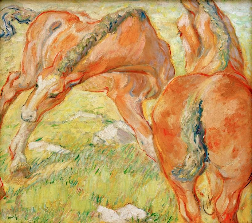 Franz Marc, Mutterpferd und Fohlen (Deutsche Kunst,Pferd (Tier),Zoologie,Expressionismus,Stute,Fohlen)