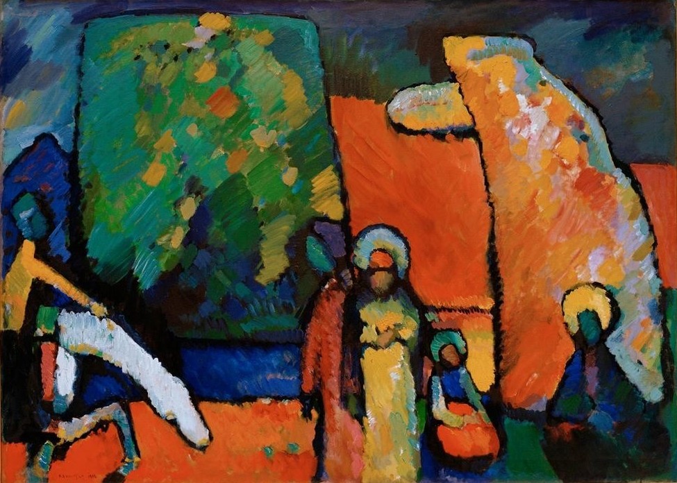 Wassily Kandinsky, Improvisation 2 (Trauermarsch) (Pferd (Tier),Reiter,Der Blaue Reiter,Abstrakte Kunst,Russische Kunst)