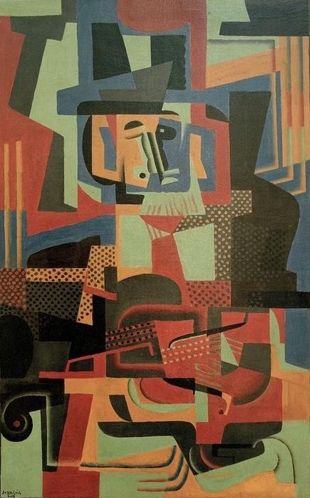 Juan Gris, L’homme au violon (Geiger, Mann, Musiker, Musik, Saiteninstrument, Geige, Instrument, Kubismus,  Klassische Moderne, Malerei, Wohnzimmer, Esszimmer, Wunschgröße, bunt)