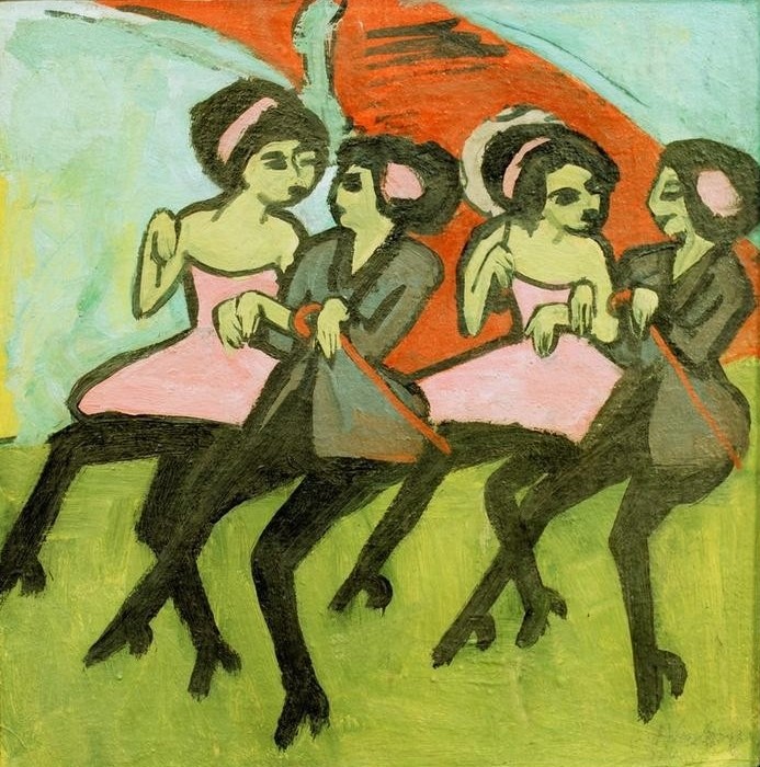 Ernst Ludwig Kirchner, Panamatänzerinnen (Ballett,Deutsche Kunst,Kabarett Und Variete,Tänzerin,Tanz,Theater,Revue (Musiktheater),Expressionismus,Die Brücke)