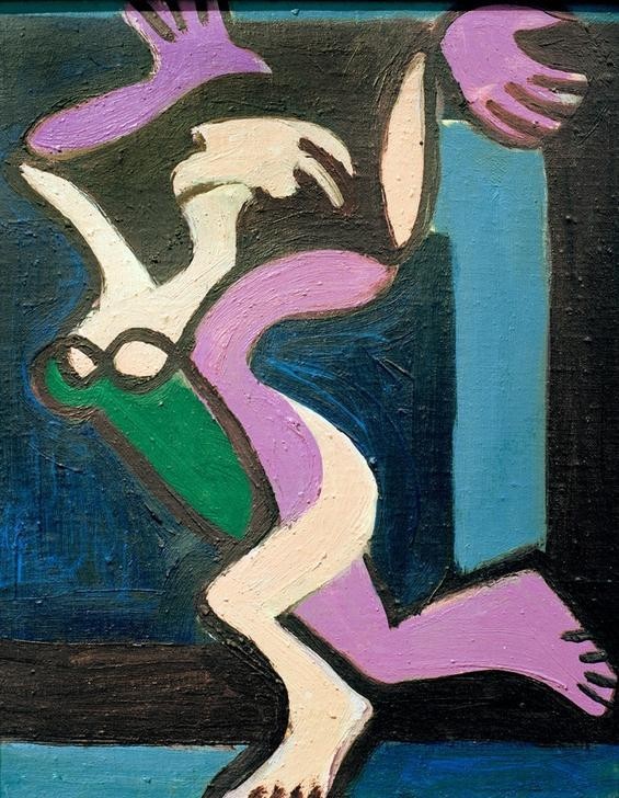 Ernst Ludwig Kirchner, Tanzender Frauenakt, Gret Palucca (Ausdruckstanz,Deutsche Kunst,Frau,Tanz,Akt,Expressionismus,Nackttanz,Ganzfigurig)