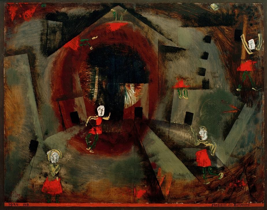Paul Klee, Tanzspiel der Rotröcke (Ballett,Bauhaus,Musik,Szene,Tanz,Theater,Schweizerische Kunst, Klassische Moderne, Wunschgröße, Wohnzimmer, Treppenhaus)