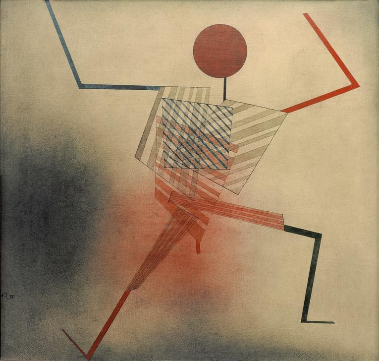 Paul Klee, Der Springer (Bauhaus,Deutsche Kunst,Geometrie,Kunst,Mensch,Geometrisch,Abstrakte Kunst,Schweizerische Kunst,Kreis,Sprung,Abstraktion,Form,Bewegung, Klassische Moderne, Wunschgröße, Wohnzimmer, Treppenhaus)