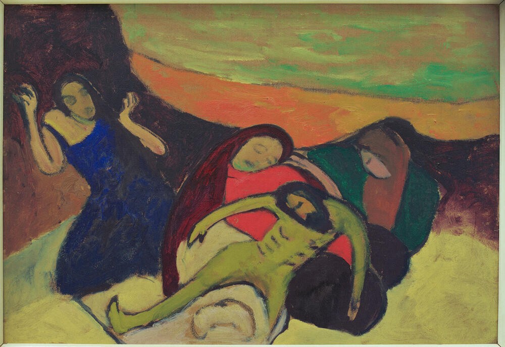 Erma Bossi, Beweinung (Beweinung, Christus, Jesus, Tod, weinende Frauen, Religion, Christentum, Passion, Wunschgröße, Klassische Moderne, Expressionismus, Wohnzimmer)