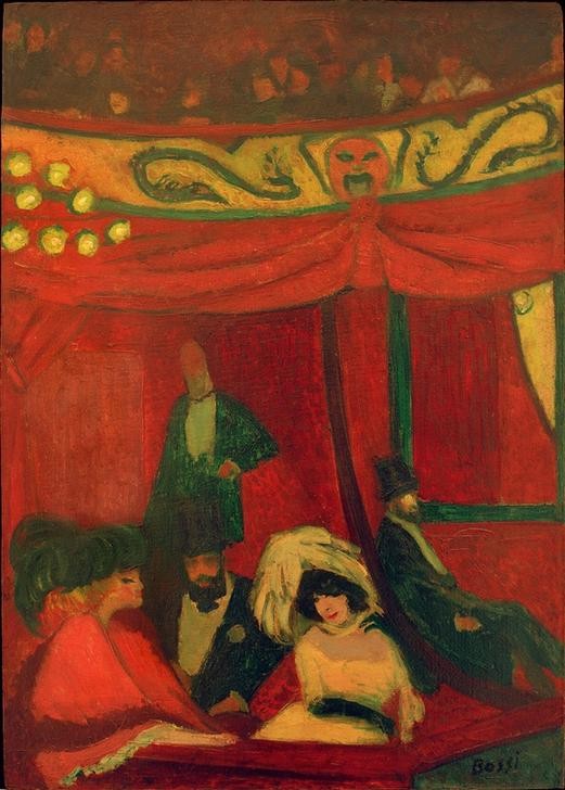 Erma Bossi, In der Oper (Theater, Oper, Besucher, Loge, Paare, Eleganz, Zuschauer, Wunschgröße, Klassische Moderne, Expressionismus, Wohnzimmer)