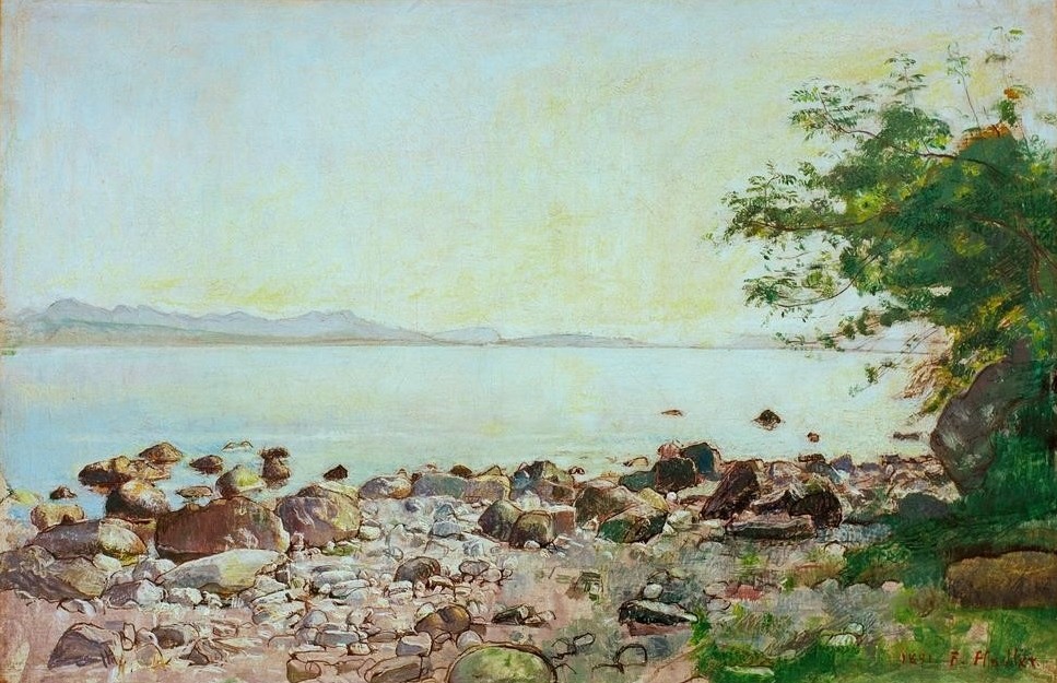 Ferdinand Hodler, Genfersee von Lutry aus (Landschaft,See,Ufer)