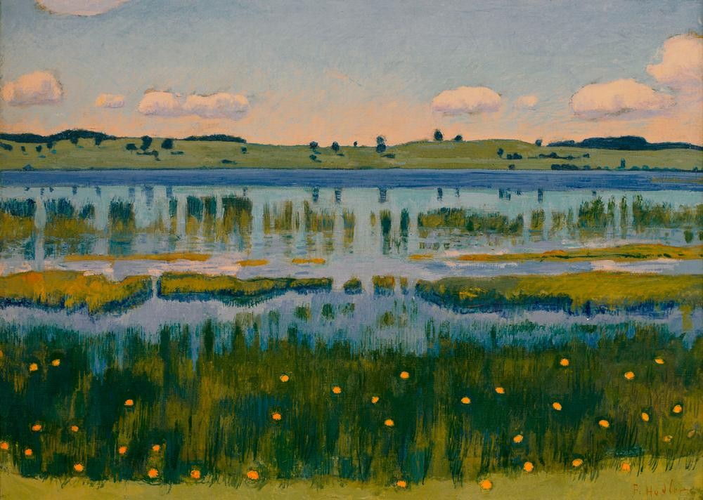 Ferdinand Hodler, Ufer am Äschisee (Jugendstil,Landschaft,See,Schweizerische Kunst,Sumpf,Ufer)