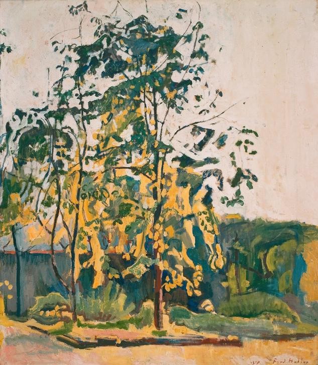 Ferdinand Hodler, Bäume im Ateliergarten (Jugendstil,Landschaft,Baum,Schweizerische Kunst)
