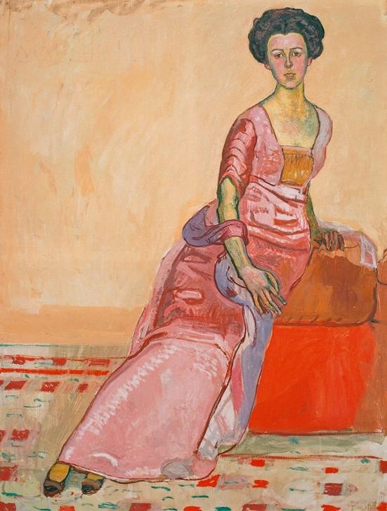 Ferdinand Hodler, Bildnis Gertrud Müller, Ganzfigur (Damenmode,Frau,Jugendstil,Mensch,Portrait,Schweizerische Kunst,Eleganz,Ganzfigurig)