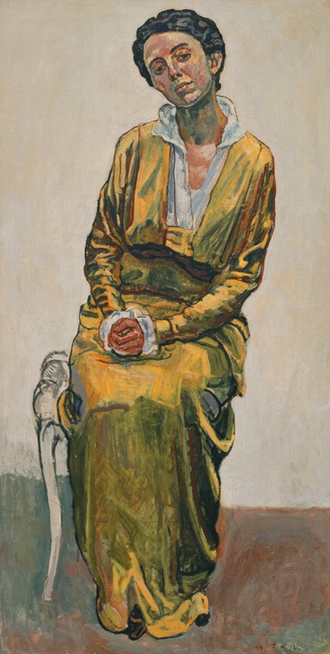 Ferdinand Hodler, Bildnis Emma Schmidt-Müller (Damenmode,Frau,Jugendstil,Mensch,Portrait,Schweizerische Kunst,Sitzen,Ganzfigurig)