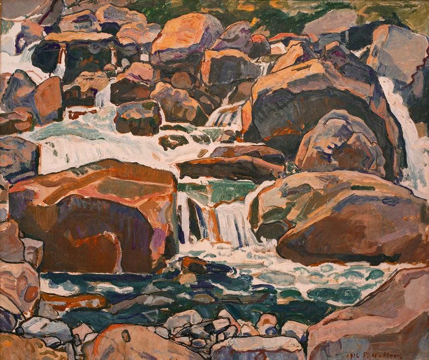 Ferdinand Hodler, Bergbach bei Champéry (Elemente,Landschaft,Wasser,Felsen,Bach,Schweizerische Kunst)